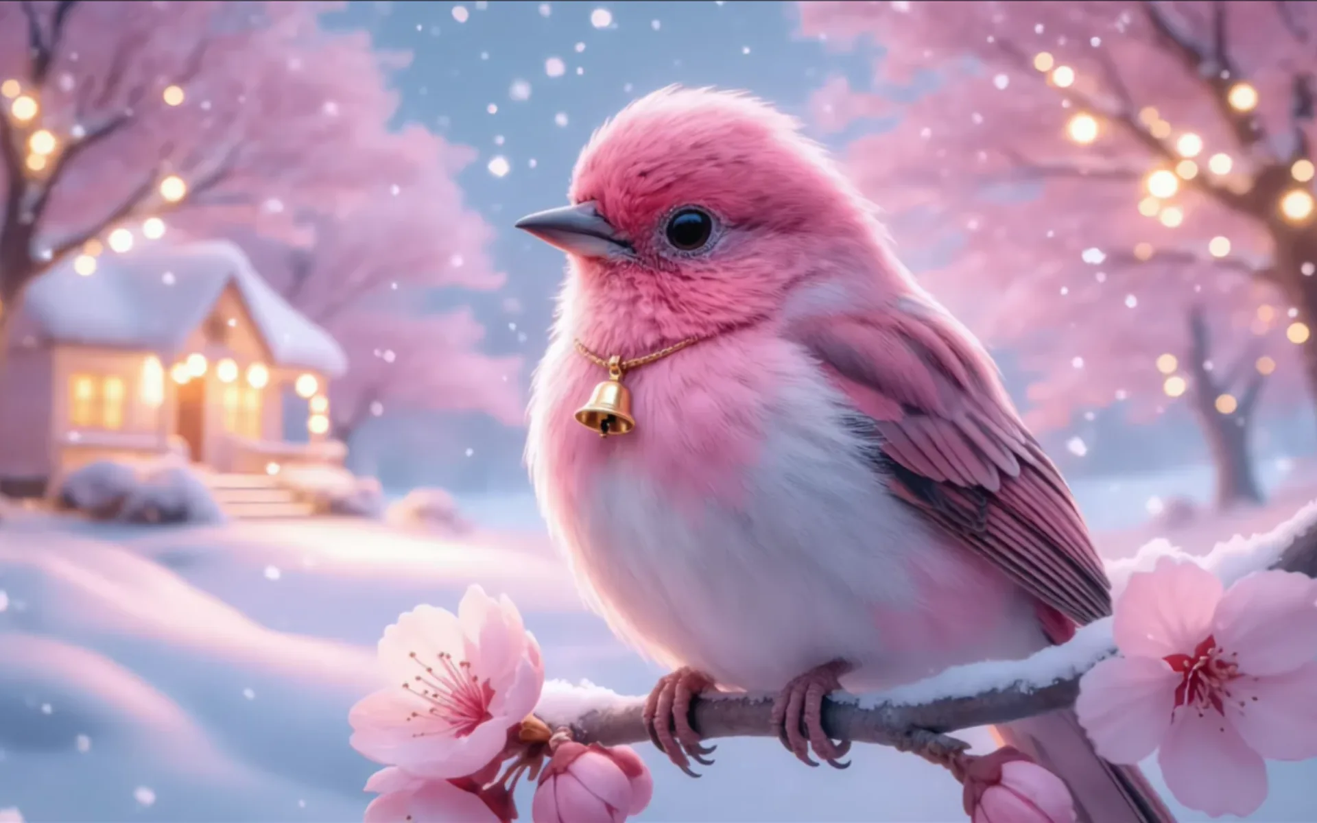 Pink Snow Bird wallpaper